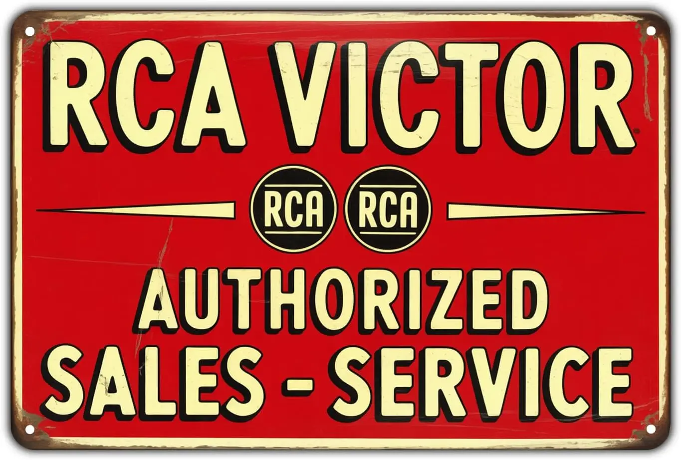 RCA Authorized Sales & Service tin sign Vintage Electronics Metal Sign Print Aesthetic for Garden Yard Bar Porch Home Bedroo