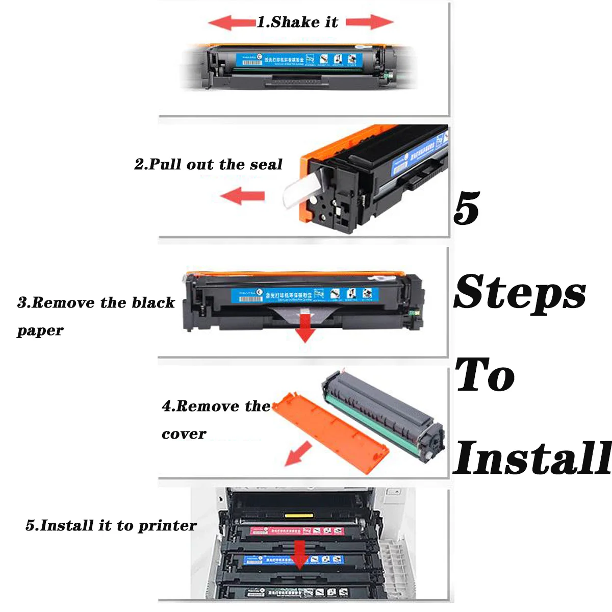 Refillable 203A Toner Cartridge CF540A Compatible for HP Pro M254nw M254dw MFP M281fdw M281fdn M280nw M254 M280 M281 No Chip