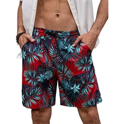 Pantalones cortos de playa para hombre, Bañador con estampado 3D de flores, informales, con vendaje elástico