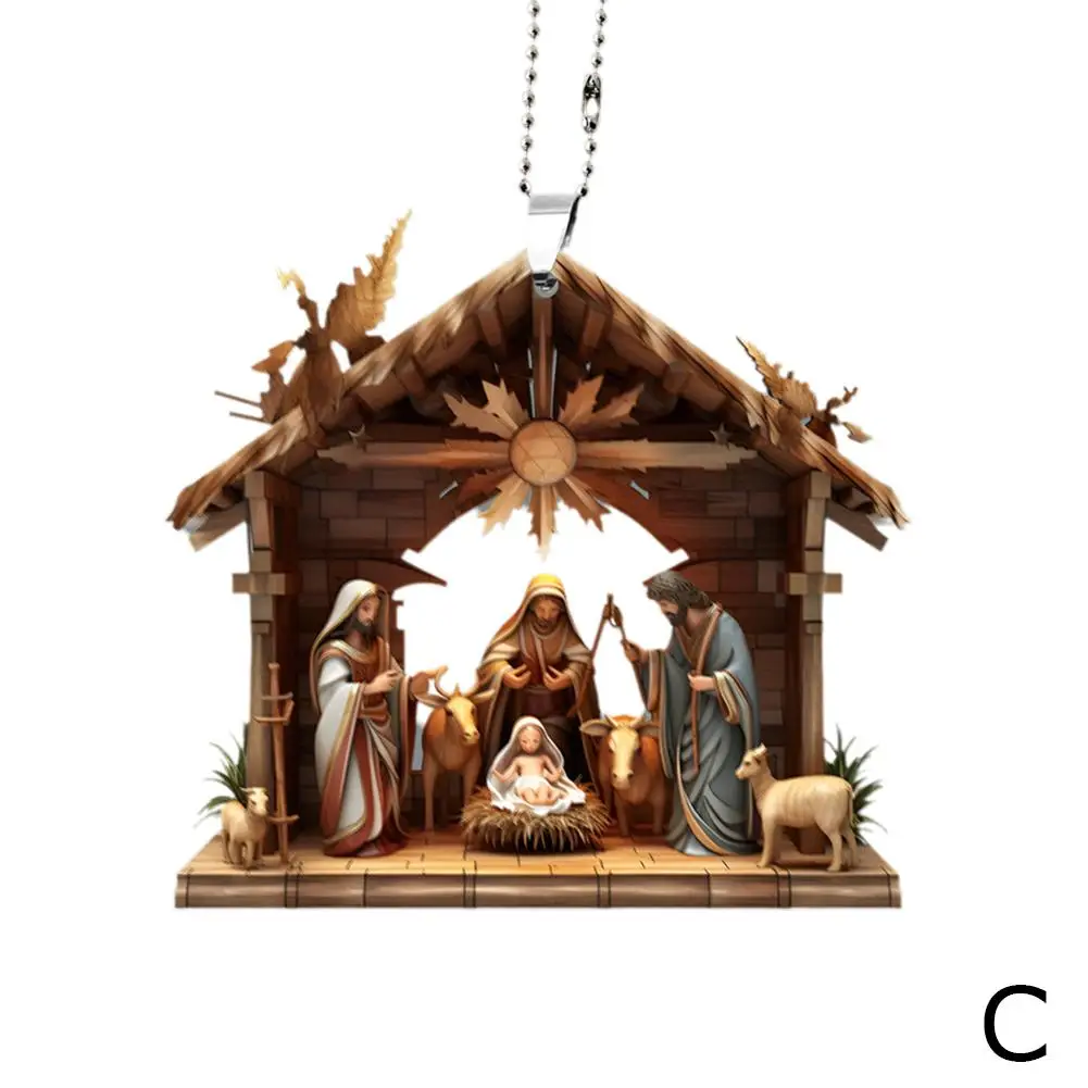Adornos de presépio de Navidad, presépio de Navidad, decoración 2d, árbol de decoración acrílica P6x7