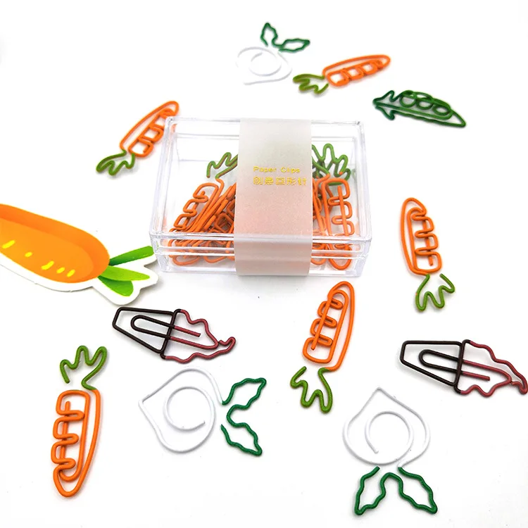 Cute Paper Clips Trendy Two-color Styling Paperclips Cartoon Cute Carrot Shaped Paperclips Ice Cream Curved Pins Wholesale