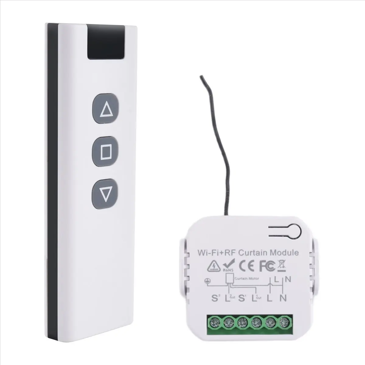 ✼Tuya Smart Life WiFi 433Mhz Blind Curtain Switch with RF Remote for Electric Roller Shutter Control, 1RC 1RE