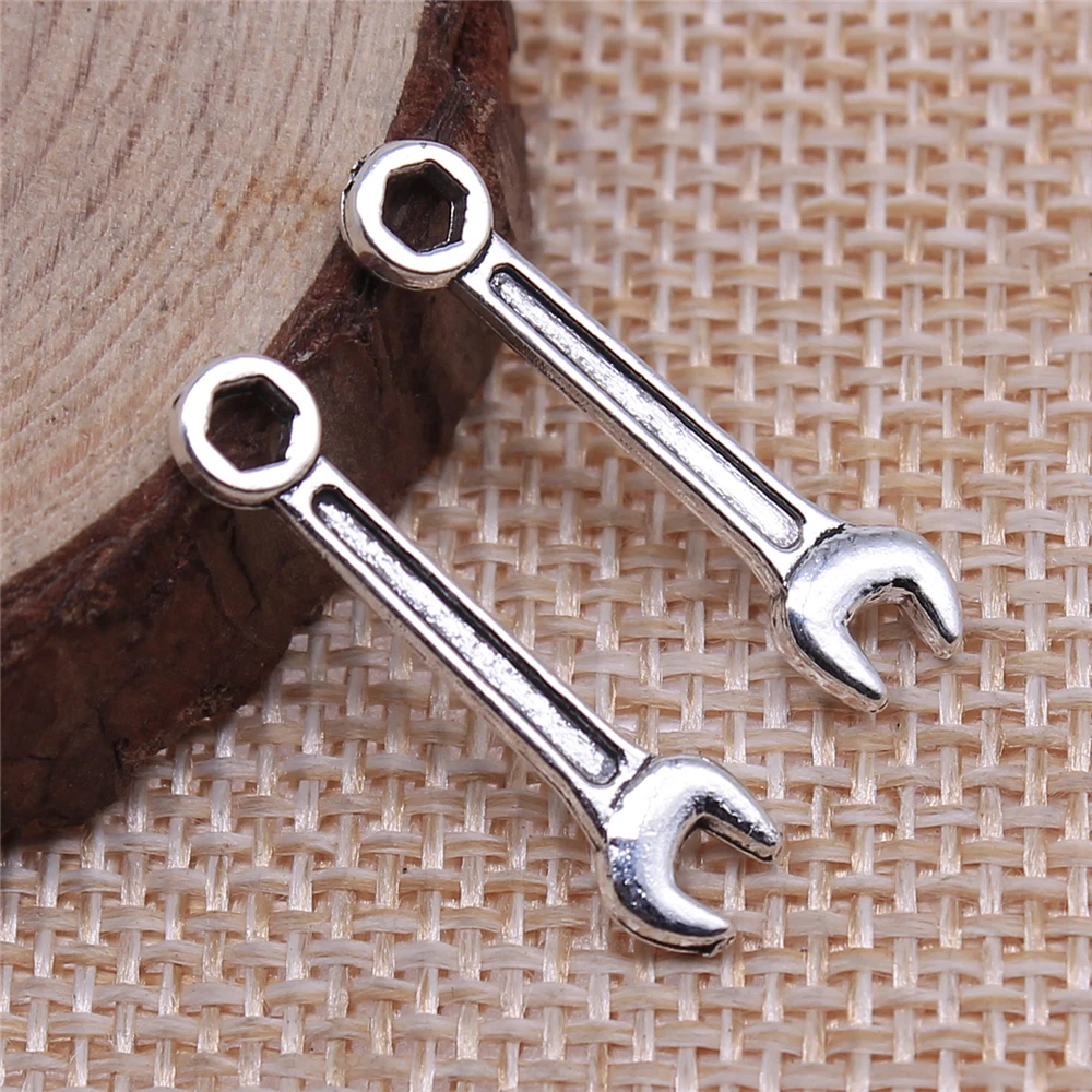 WYSIWYG 20pcs 24x6mm Antique Silver Color Wrench Charms Pendant For Jewelry Making DIY Jewelry Findings