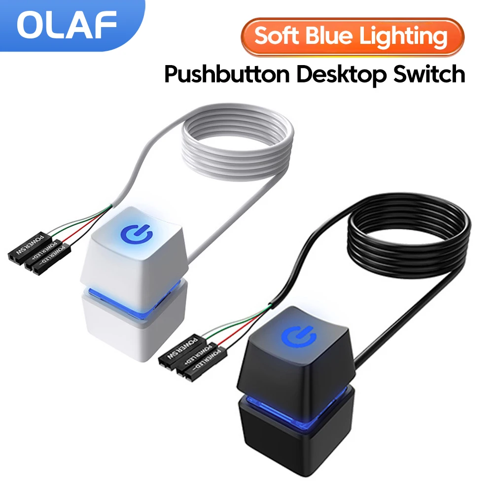 Olaf 1.8M Colorful LED Lights Computer Desktop Switch PC Motherboard Power On Off Switch Button Extension Cable for Home Office