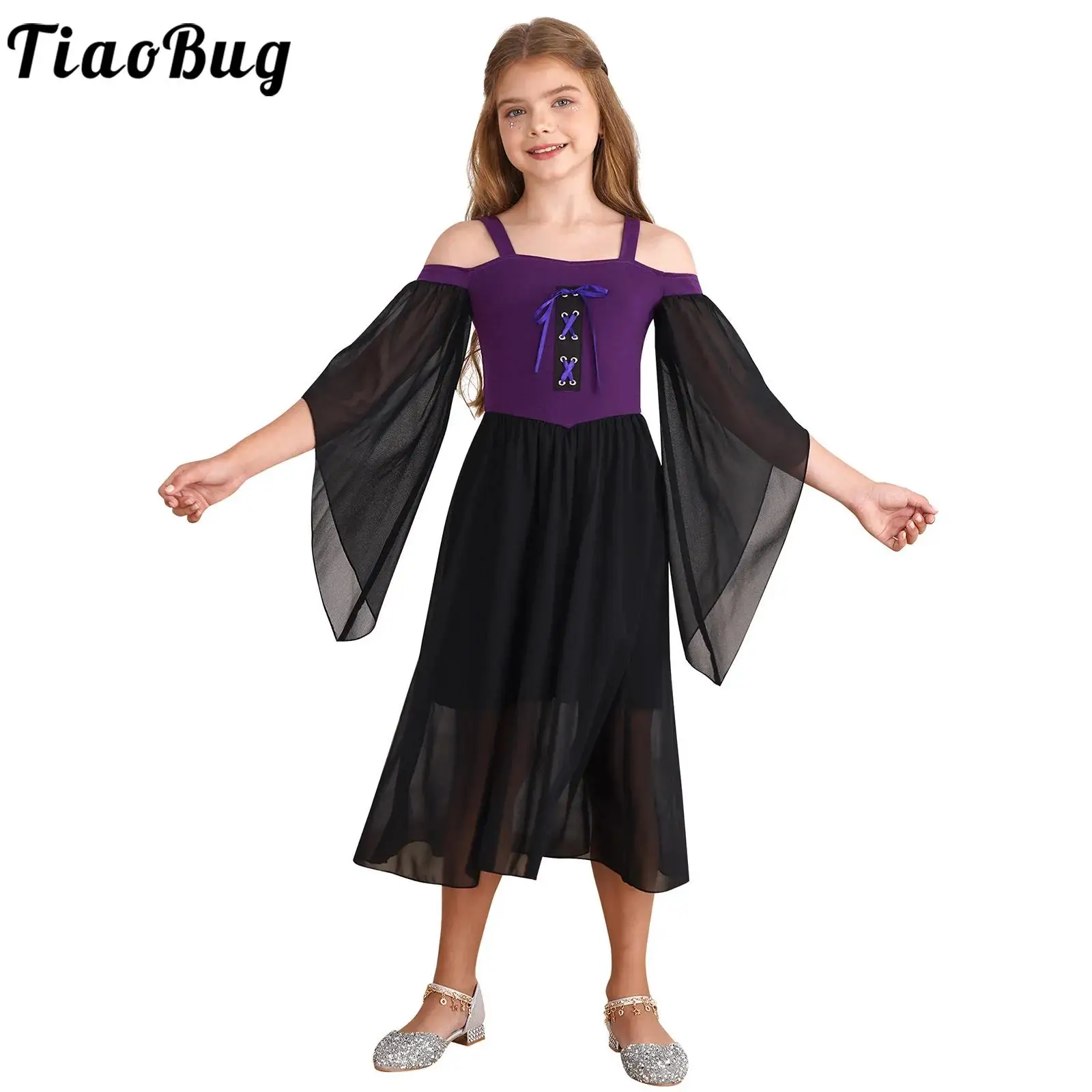 Kids Girls Halloween Bride Vampire Witch Cosplay Costume Medieval Renaissance Gothic Dress Carnival Party Victorian Prom Gowns