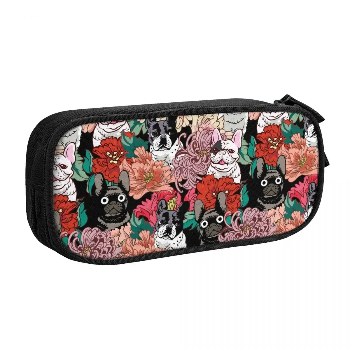 Custom French Bulldog Kawaii Pencil Case Girl Boy Large Storage Frenchie Dog Lover Pencil Pouch Students Stationery