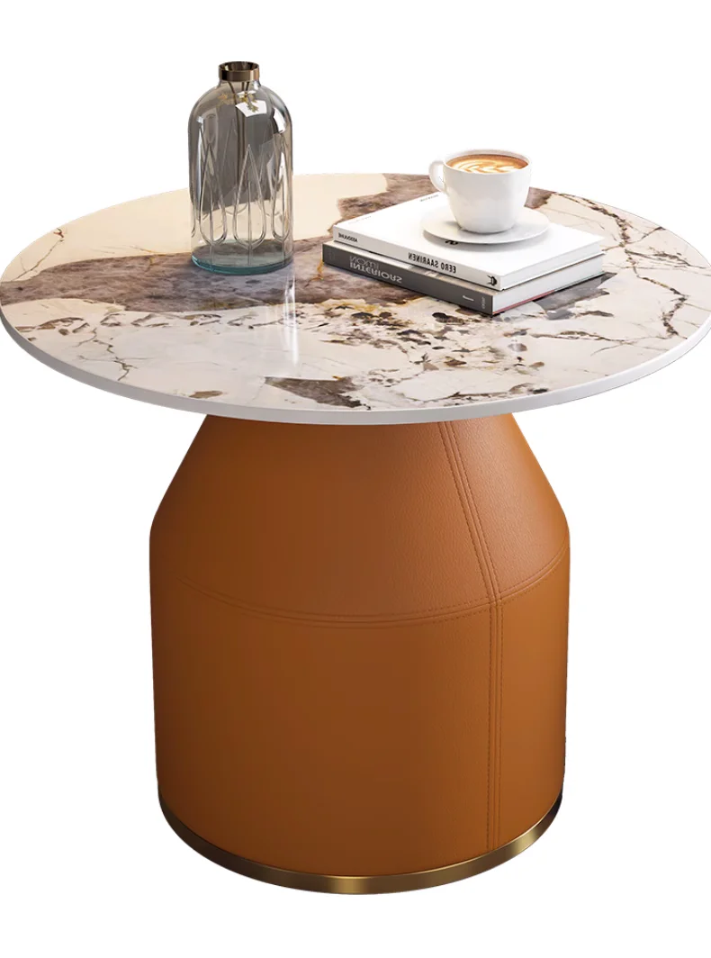 

TLL Stone Plate Coffee Table Sofa Side Table Corner Table Simple Modern Creative Small round Table