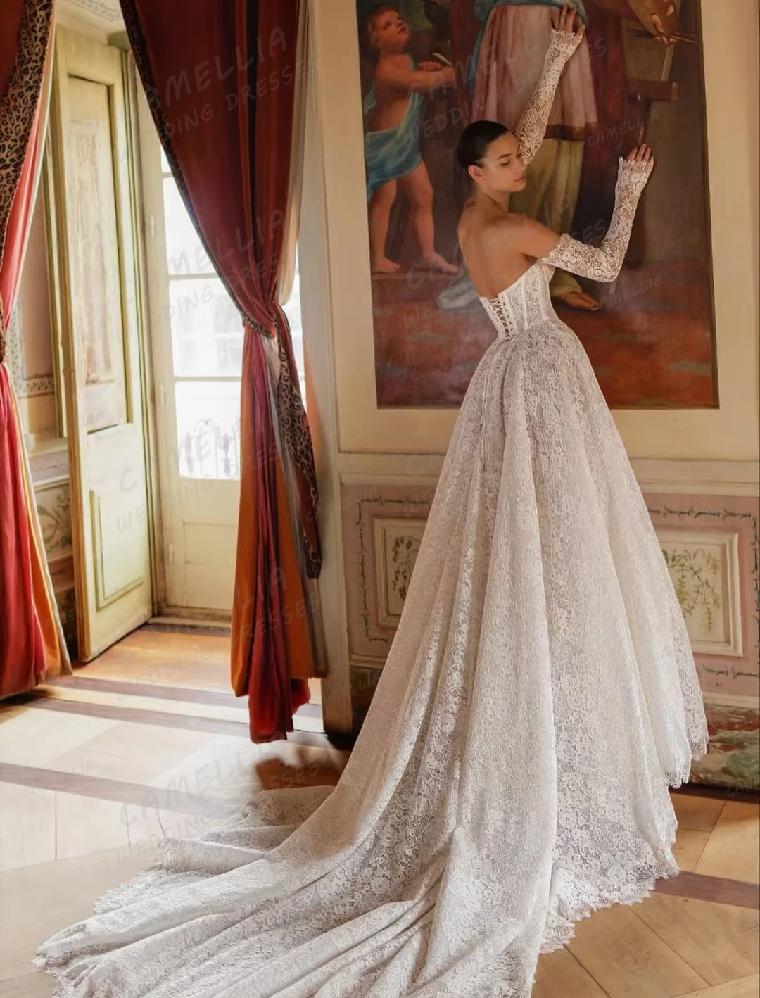 Vestidos De Novia sencillos con apliques, Vestidos De Novia De encaje con escote en forma De corazón y manga larga para mujer, Vestidos De Novia personalizados