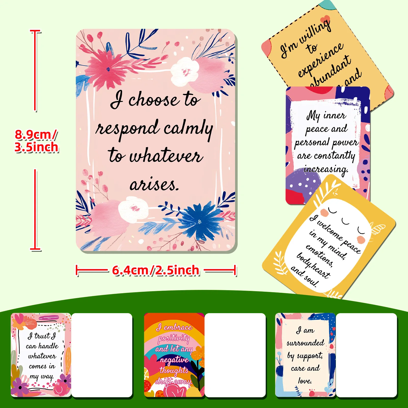 50pcs Uplifting Positive Affirmation Cards, Mini Note Card for Lunch Box, Colorful Motivational Cards with Inspirational Quotes