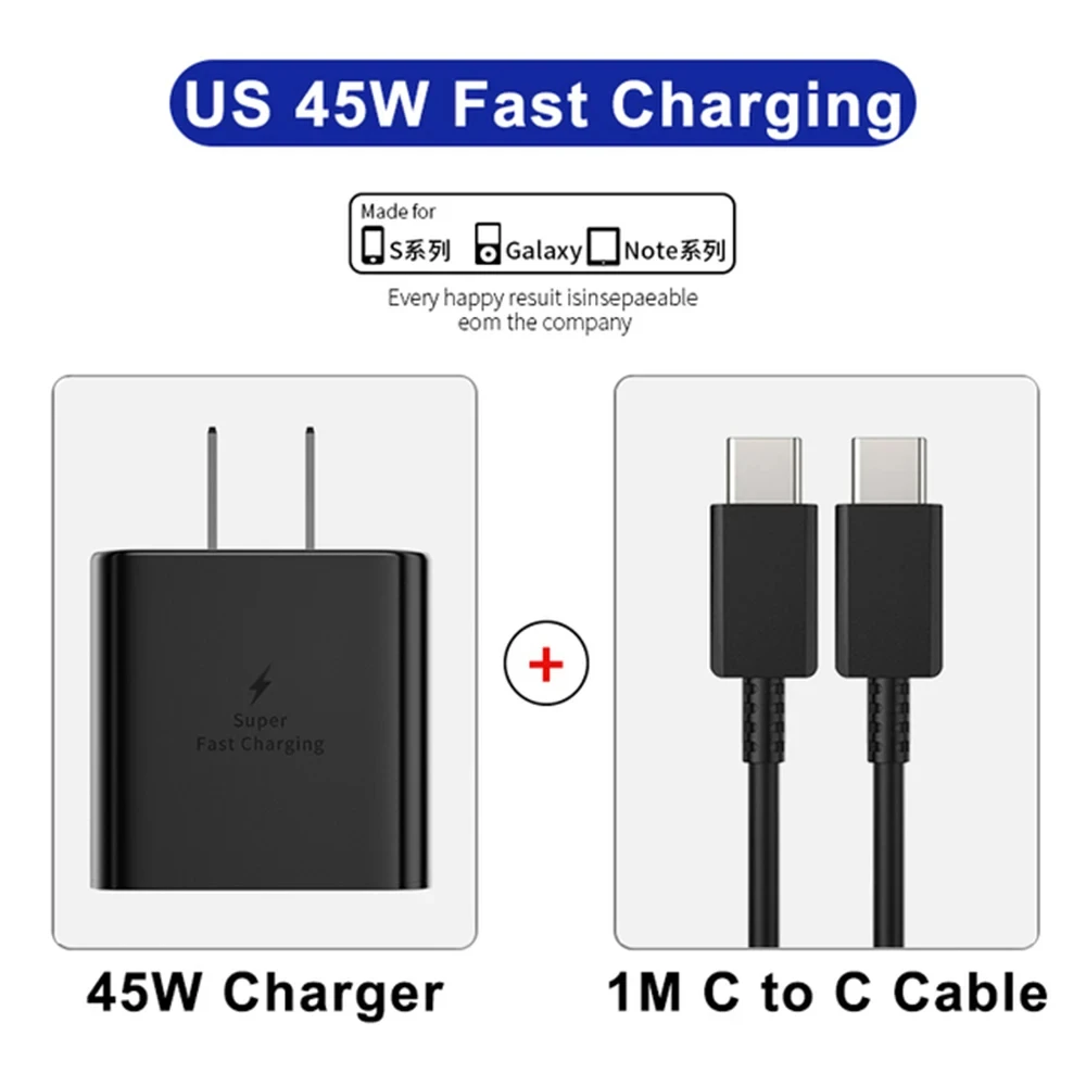 NONE Für Samsung Ladekopf 45 W Superschnellladedatenkabel S8/S9/S10+/S20/S21/S22ultra Flash Charge Typ-C-Verlängerung 4