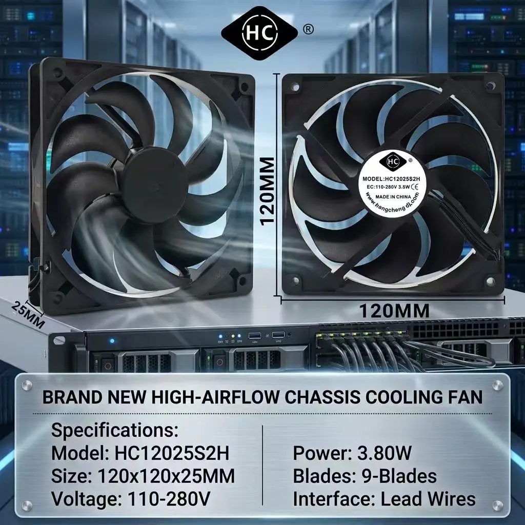 For HC HC12025S2H EC 110V 220V 280V 12025 120x120x25mm 7 Blades Energy Saving Server Inverter Chassis Case Cooler Cooling Fans