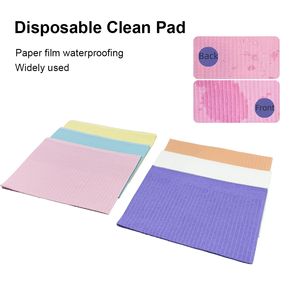 50 ورقة/حقيبة المرايل الأسنان المتاح مقاوم للماء الوشم وسادة نظيفة المناديل الملونة طبيب الأسنان وشاح غطاء الطاولة مواد طب الأسنان