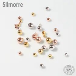 10pcs 925 Sterling Silver Platinum/Gold/Rose gold Round Beads for DIY Bracelet Necklace Fine Jewelry