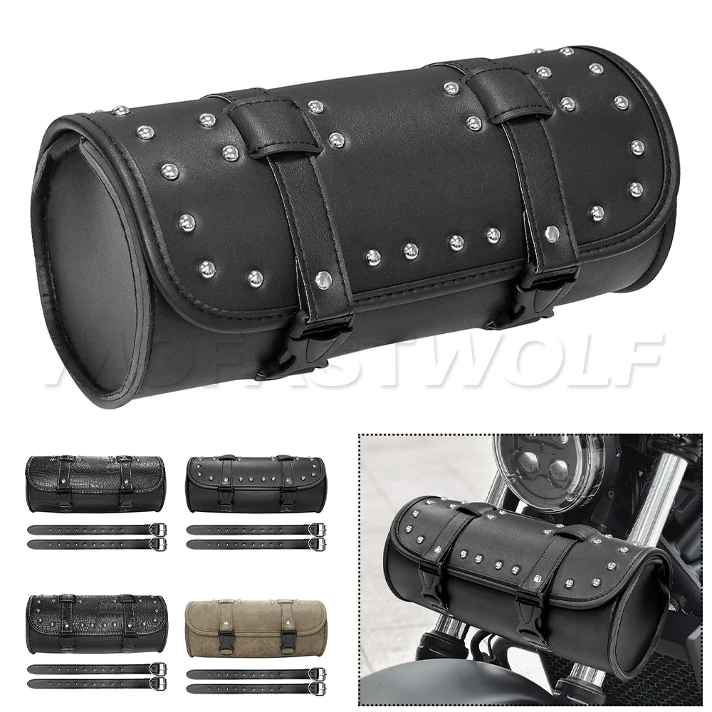 

Универсальные мотоциклетные седельные сумки, кожаные боковые сумки для хранения багажа, передняя сумка для инструментов, сумка для Harley Touring Sportster Dyna Softail