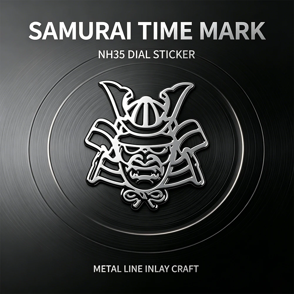 NH35 Samurai Dial Metal Sticker, Watch Dial Inlay Decal for NH35 Movement Watch Modification Parts fit 28.5-35mm watch dial