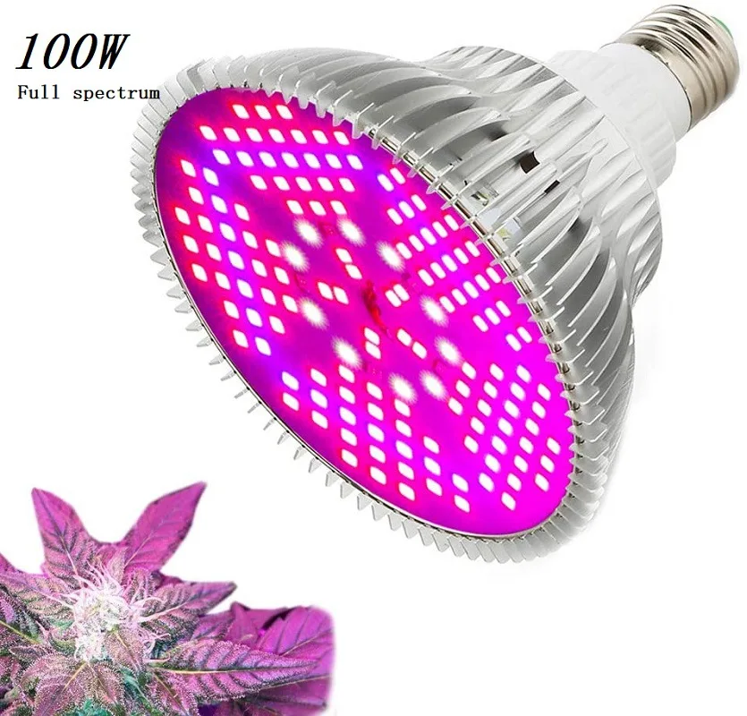 100W LED Grow Light Bulb E26/E27 150 LED Red Blue White Infrared Full Spectrum Plant Grow Light Auxiliary plant light