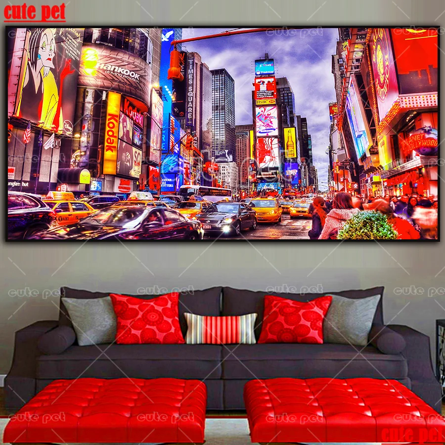 Diy Diamond Painting New York City Plaza Urban Architecture Cross Stitch Kits 3D Diamond Mosaic Embroidery Mosaic large Decor