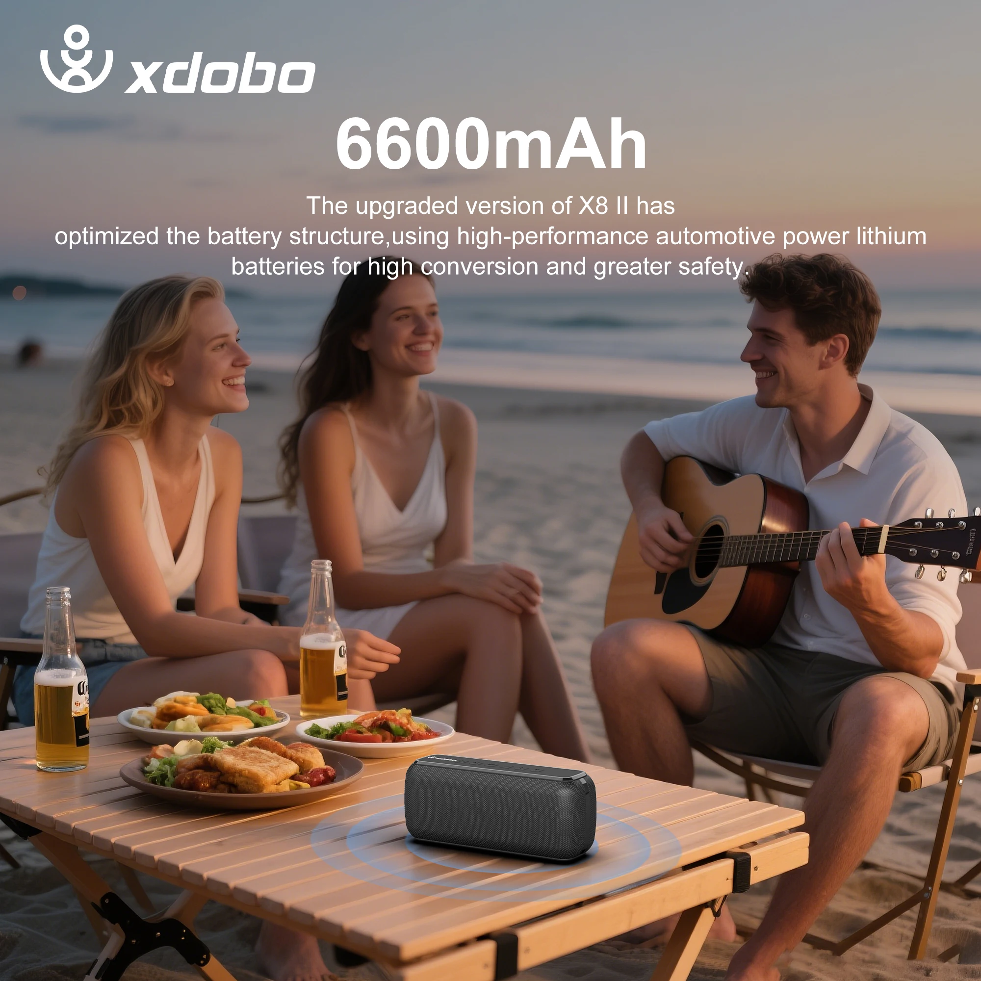 XDOBO Głośnik Bezprzewodowy 60W Soundbar X8 II Mocny Bas Bateria 6600mAh Dom Biuro Na Zewnątrz Jazda Kemping Impreza Odtwarzacz Muzyki