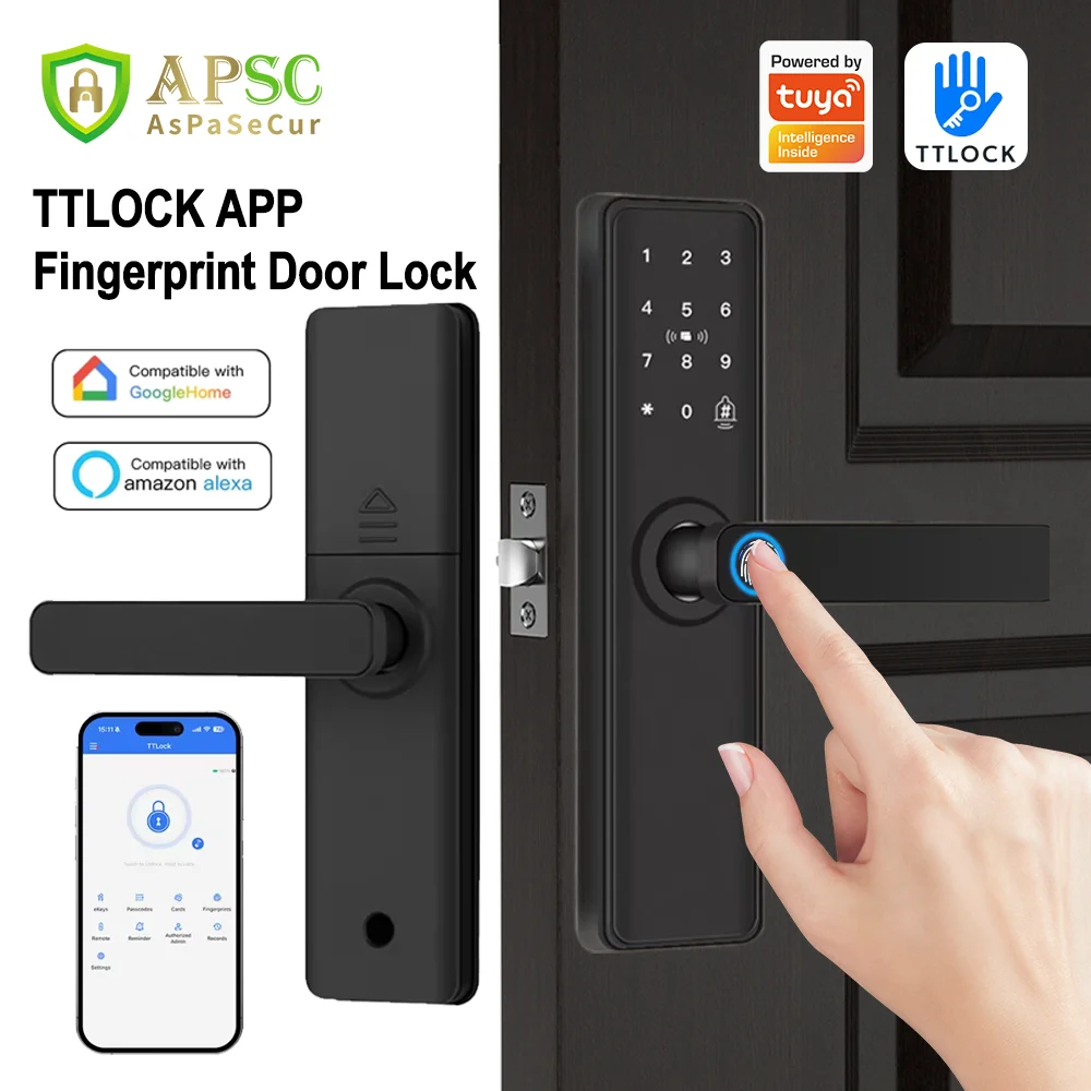 TTLOCK APP Fingerprin Door Lock System Bluetooth RFID IC Card Smart Door Lock Security Digital Electronic Lock with Key for Home