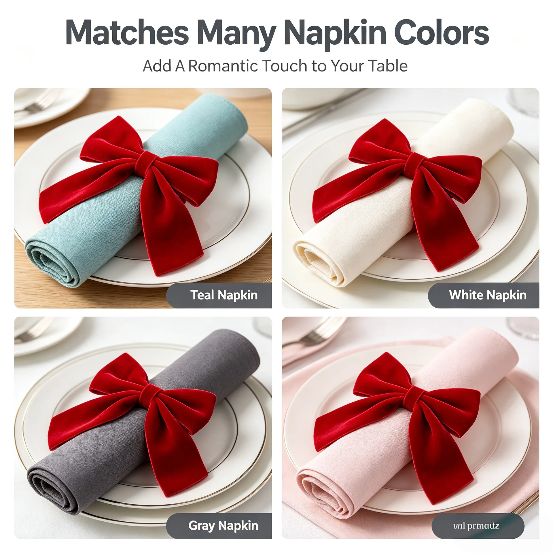 Christmas bow napkin ring velvet napkin clasp red green napkin ring tissue ring