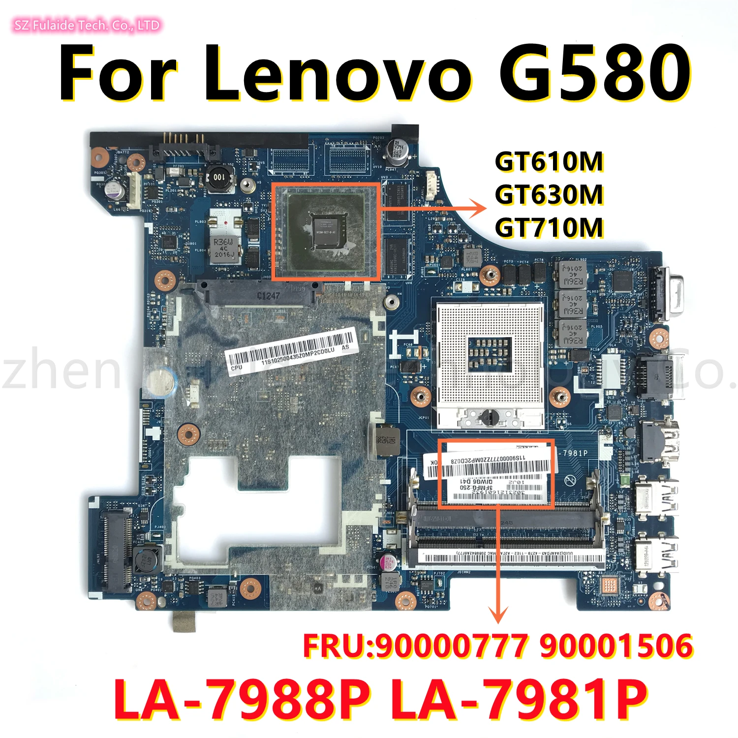 สำหรับ Lenovo Ideapad G580แล็ปท็อปเมนบอร์ด GT610M GT630M GT710M GPU และ QIWG6 LA-7988P LA-7981P เมนบอร์ด FRU: 90000777