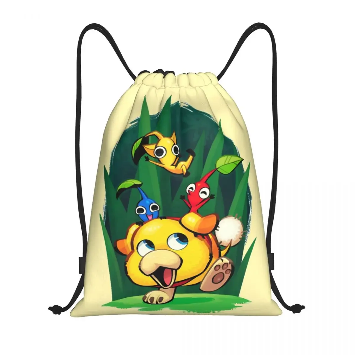 

Custom Pikmins Game Cute Creature Animal Drawstring Bags for Shopping Yoga Backpacks Men Women Video Game Sports Gym Sackpack