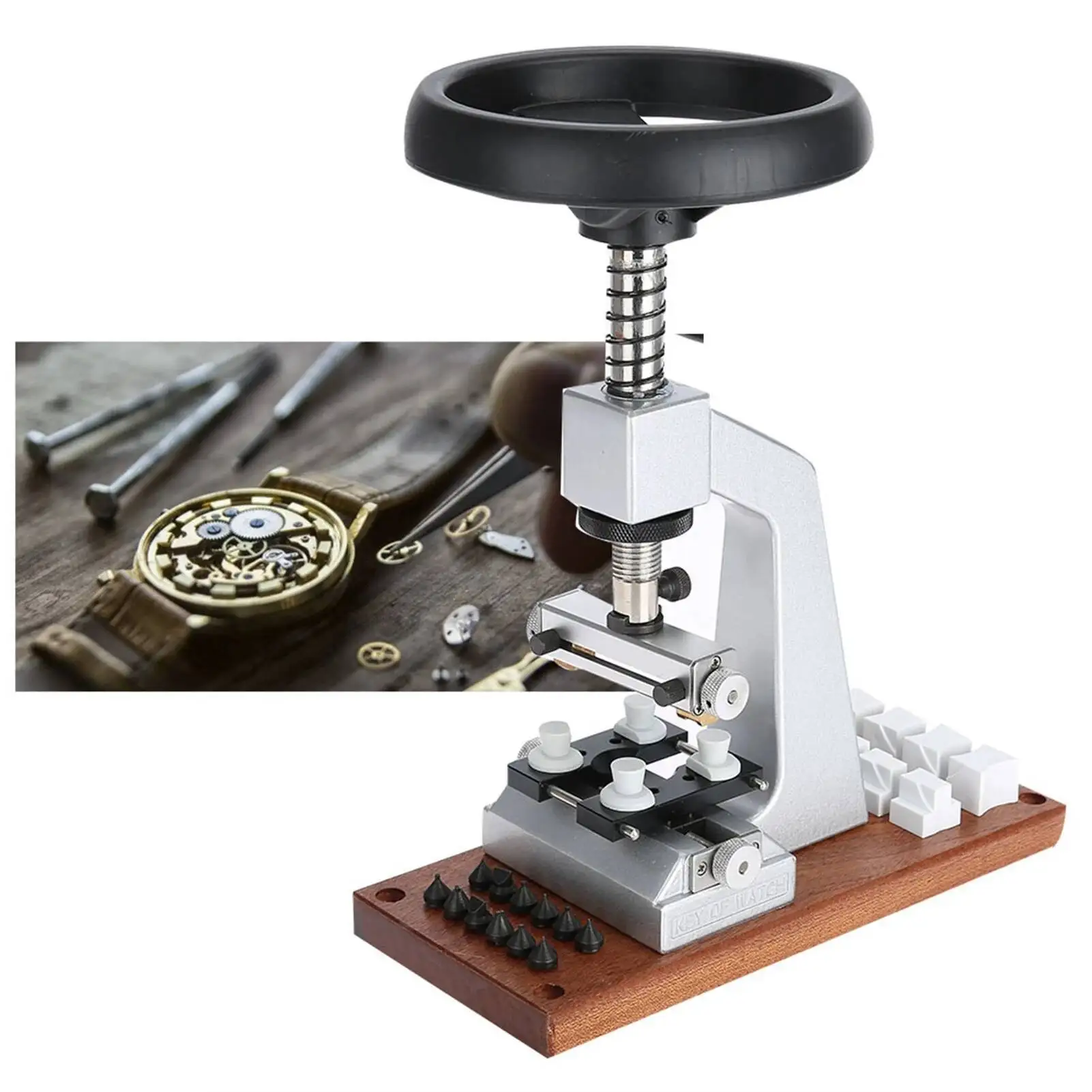 أدوات إصلاح الساعة 5700 #   فتاحة مقاعد البدلاء مع أداة إصلاح صانع الساعات بقاعدة معدنية لأدوات فتح الطاولة المزيل لساعة تيودور