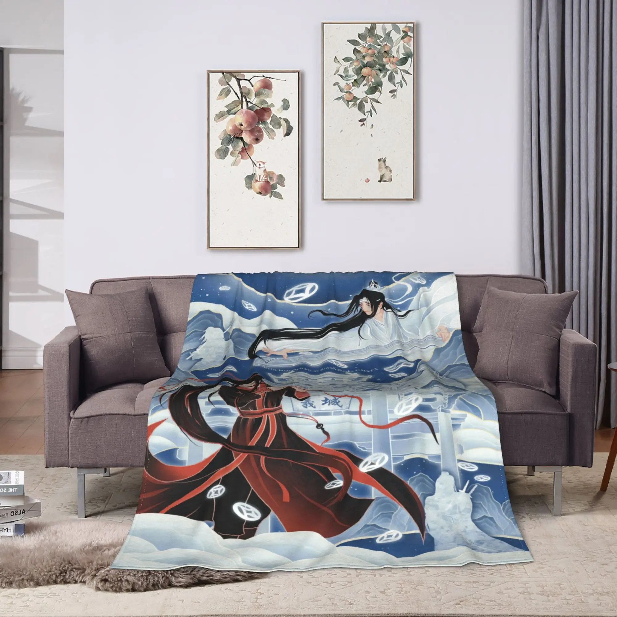 The Untamed WangXian Bunny Mo Dao Zu Shi  Flannel Blanket Adults Warm Soft Throw Blanket Winter Outdoor Bedspread Sofa Bed Cover