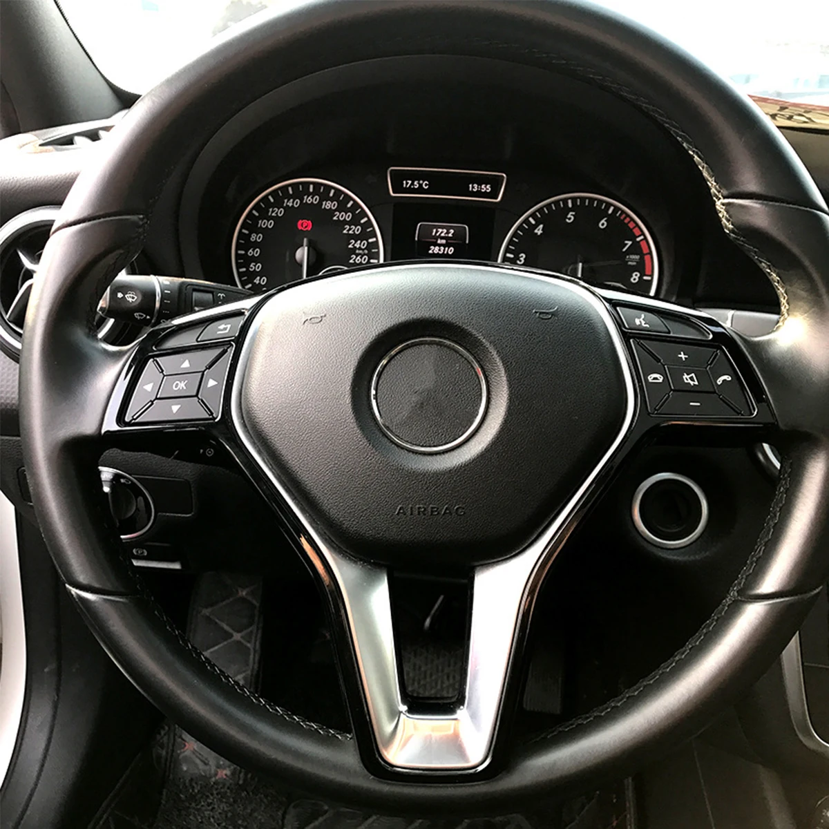 Car Steering Wheel Button Frame Sticker Trim Fit For Mercedes-Benz A B C E Cla Cls Gla Glk Class W176 W246 W204 W207 W218