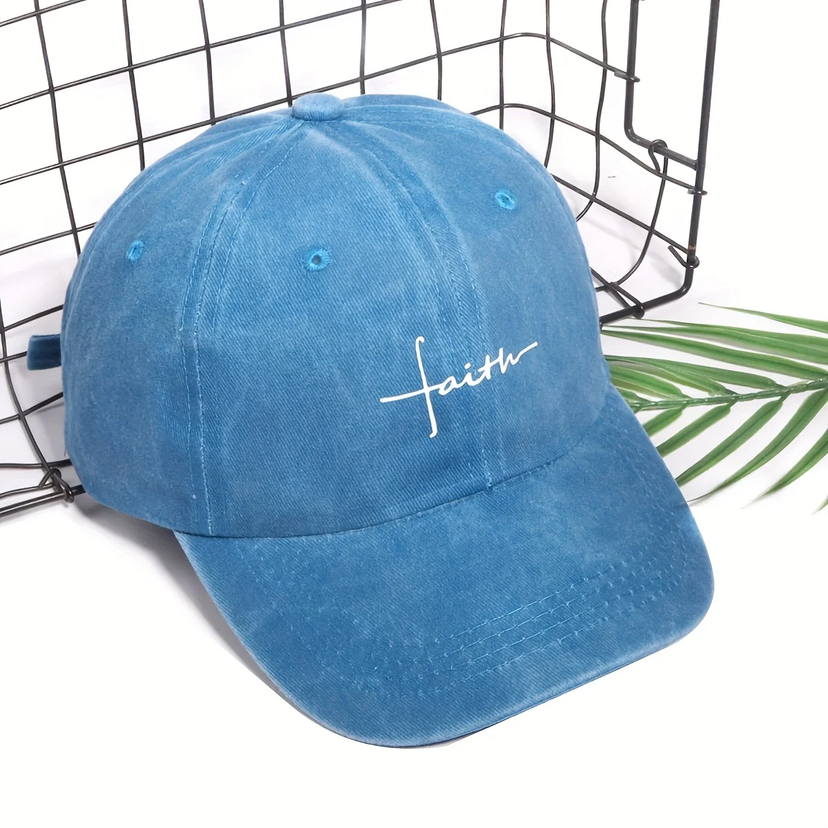 1pc Faith Printed Retro Street Style Distressed Men Women Baseball Cap for Women,summer Casual Outdoor Ideal Match Flat Caps view 6