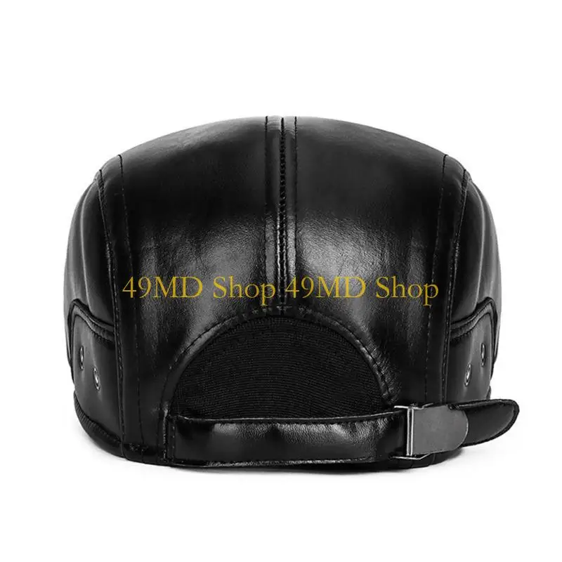 49MD Trendy British Elegant Painter Hat PU Fashion Japanese Cabbie Hat for Outdoor Walk Cabbie Hat