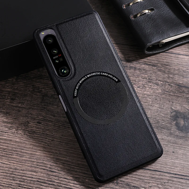 Premium PU Leather Case for Xperia 1 IV For Magsafe Magnetic Wireless Charging Shockproof  Cover For Sony Xperia 5 IV 10 III II