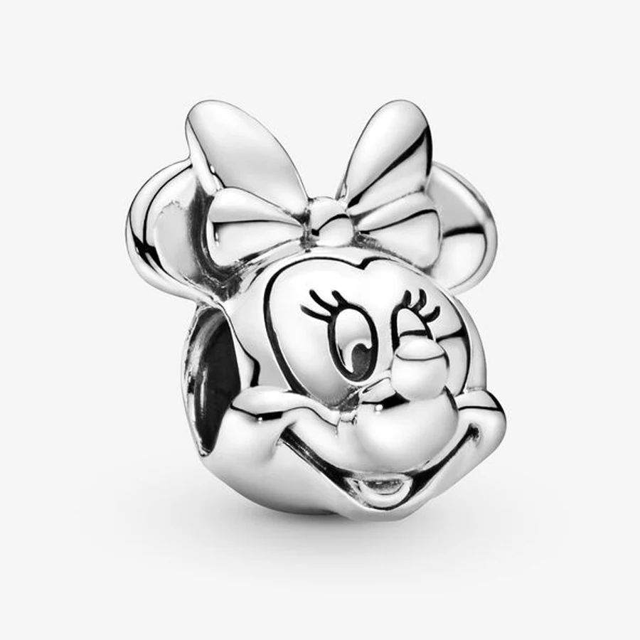 S925 silver jewelry Disney series pendant 1:1 suitable for women DIY jewelry making big cute Minnie head beads small pendant