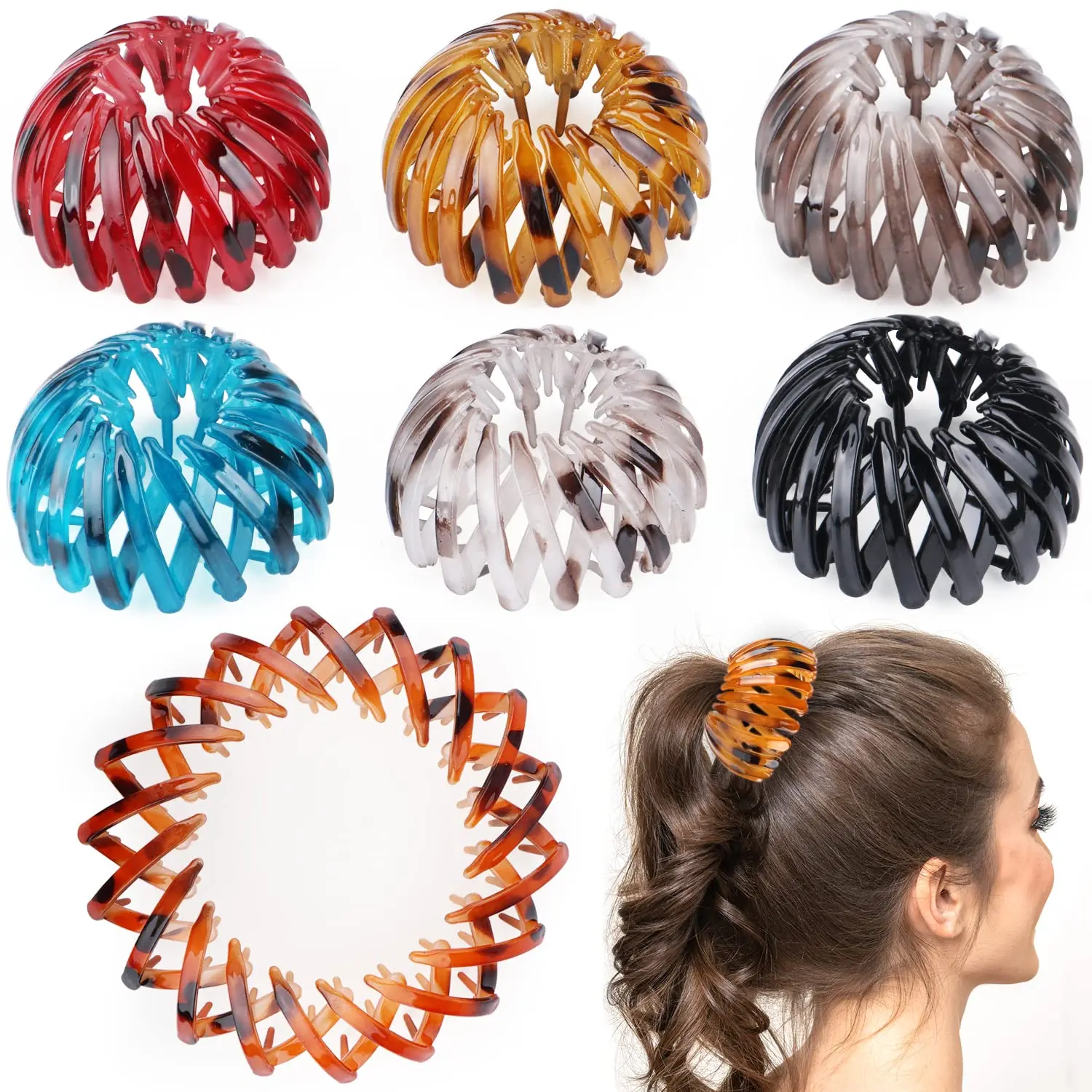 1PCS Lazy Bird Nest Hair Clips Ponytail Holder Bun Maker Expandable Hair Claw Clamps Ponytail Hair Styling Tool for Women Girls