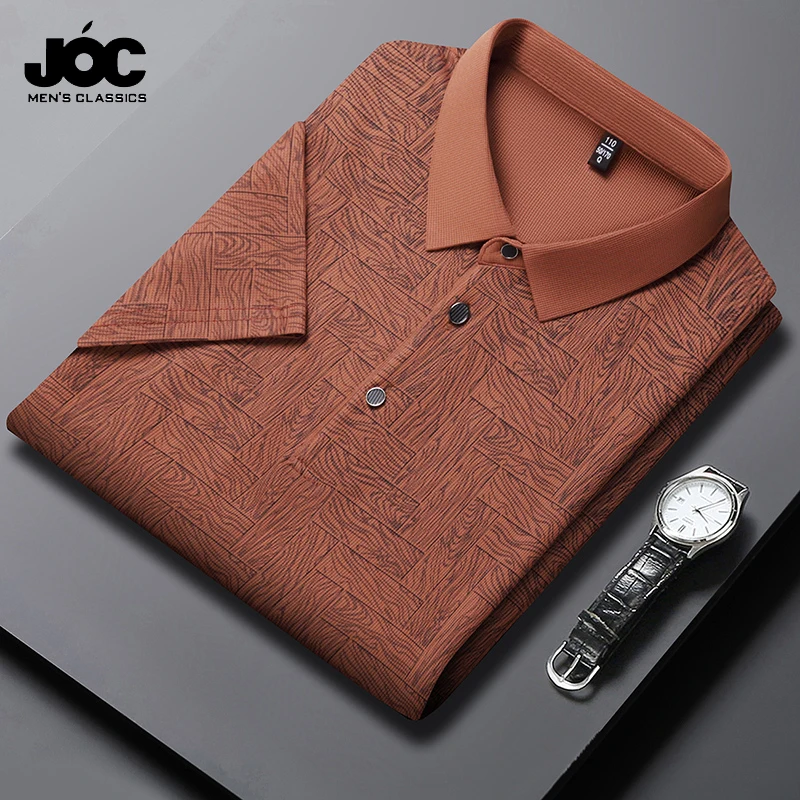 2024 Summer New Men's Business Print Short Sleeved POLO Shirt Comfortable and Cool Casual Fashion T-shirt