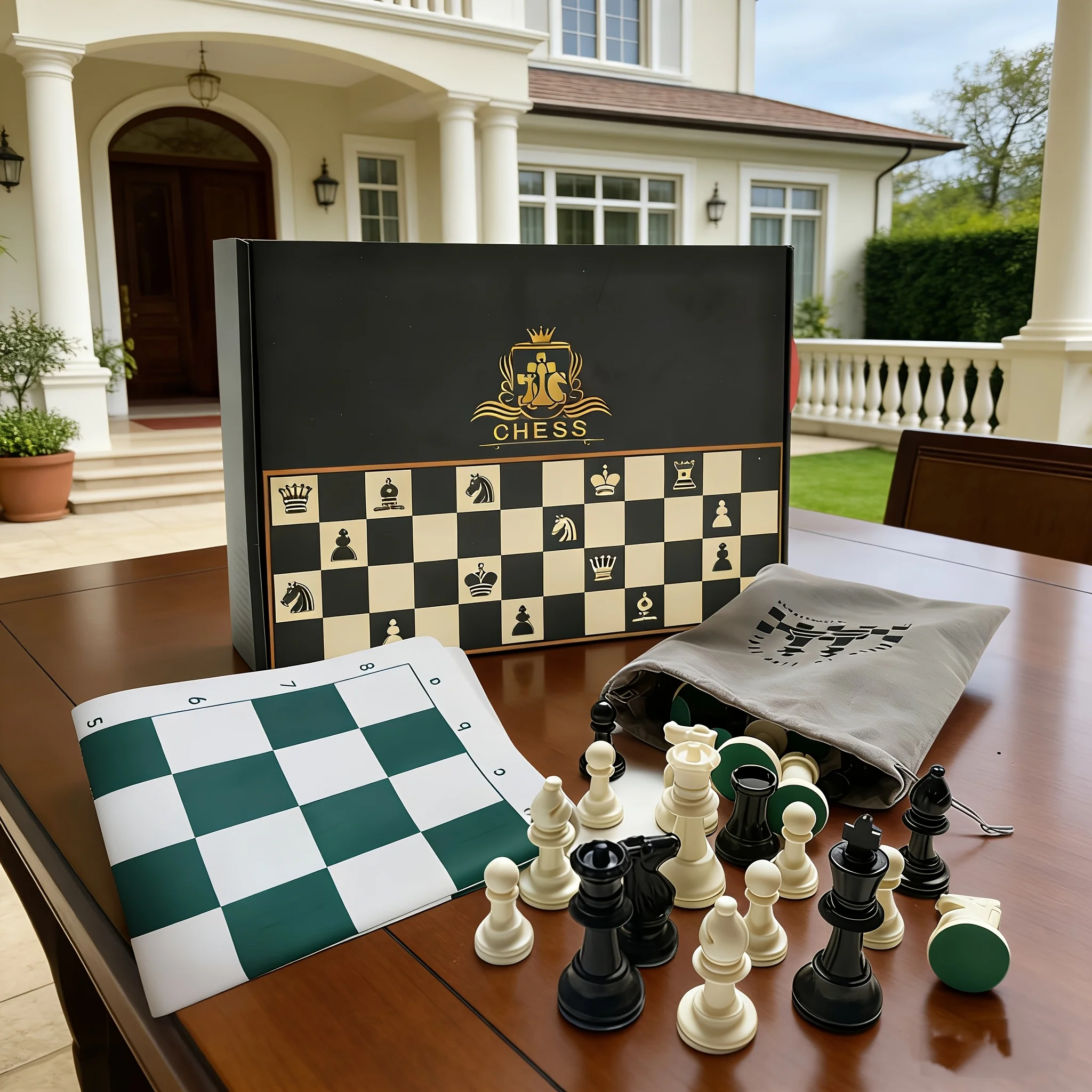 34 CM International Chess Set, Family Outdoor Dual Use Premium Folding Board with Case - Ideal for Travel and Matchmaking