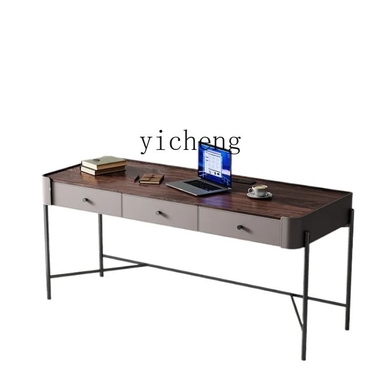 ZC Black Walnut Solid Wood Desk Villa Study Computer Desk High-Grade White Wax Desk