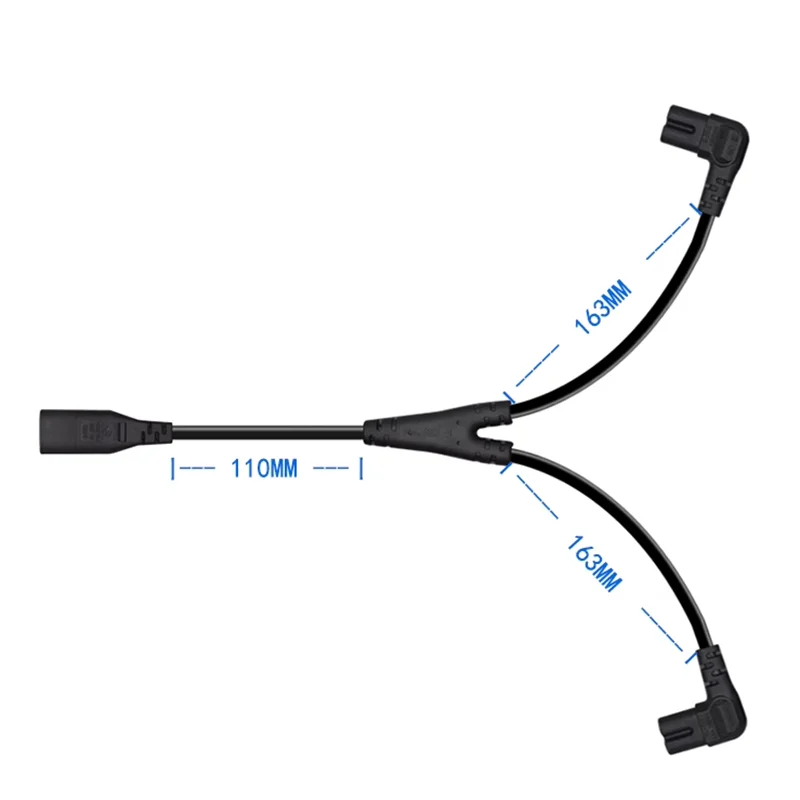 1PC IEC 320 C8 2Pin Male to 2 x C7 Female Y Split Power Cable About 28CM IEC 320 C7 to C8 extension cords C8 male to C7 female