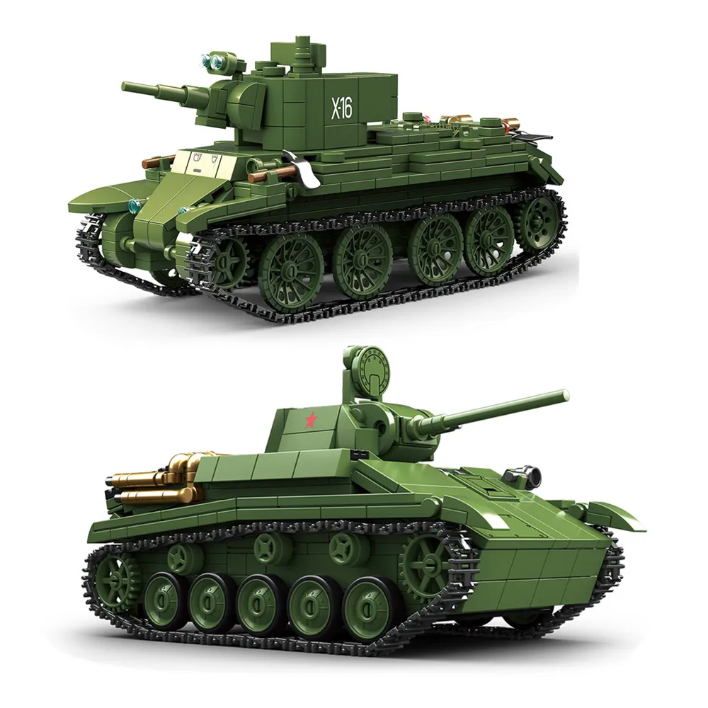 

World War 2 WW2 Army Military Soldiers SWAT T-70 Light Tank BT-7 Light Cavalry Tank Model Building Blocks Bricks Children's Toys