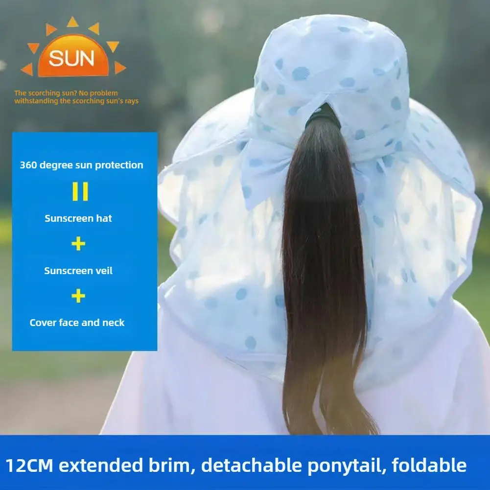 Breathable Tea Picking Cap New Women Fashion UV Protection Ponytail Hat Cover Hat Face Neck Work Agricultural Hat Protectiv X4E0