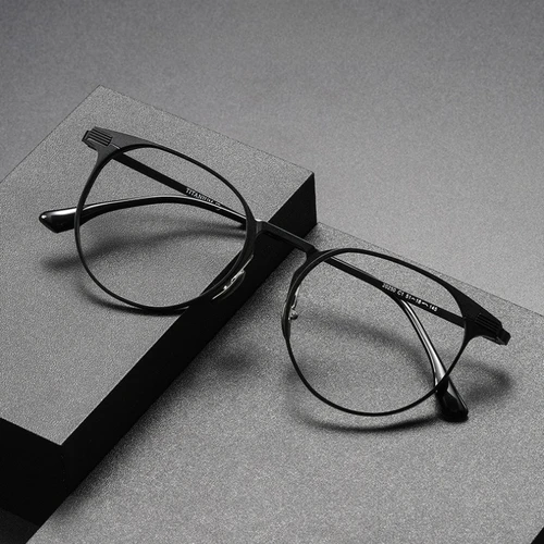 Imagen 2 del producto SZTSZX nuevas gafas graduadas personalizadas de aluminio y magnesio para hombre, gafas de lectura circulares Retro, gafas antiluz azul para miopía