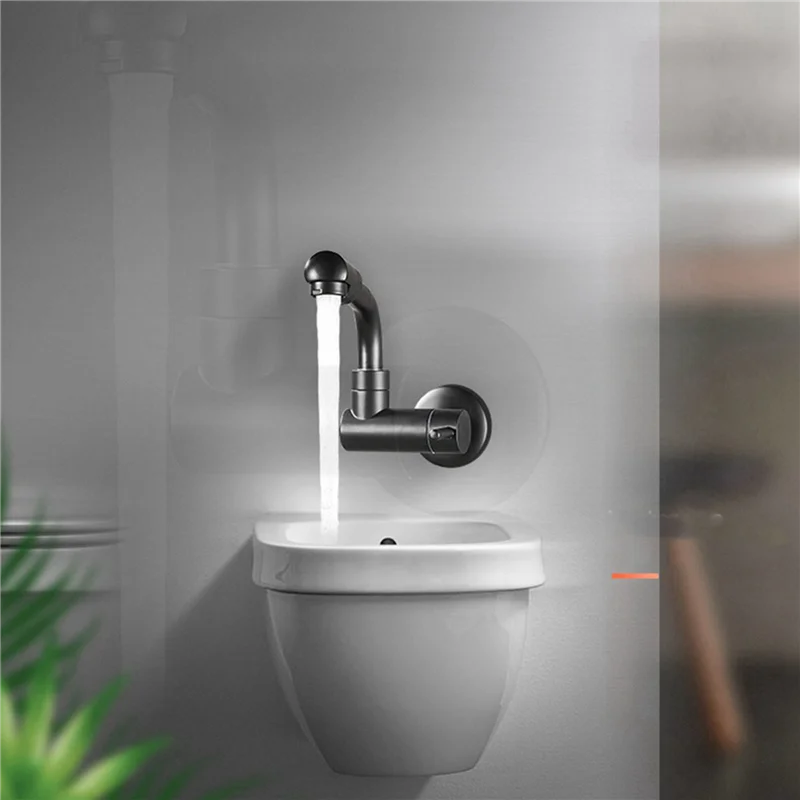BAAJ-3X 360 Degree Rotating Black Wall Mounted Single Cold Water Mixer Solid Brass Sink Basin Faucet Mop Pool Water Taps