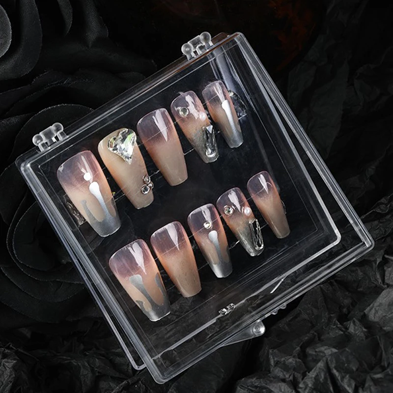 Transparent Nail Wear Storage Box Acrylic Nail Manicure Organizer Case Cover Packaging Box Container Practical Nails Empty Box