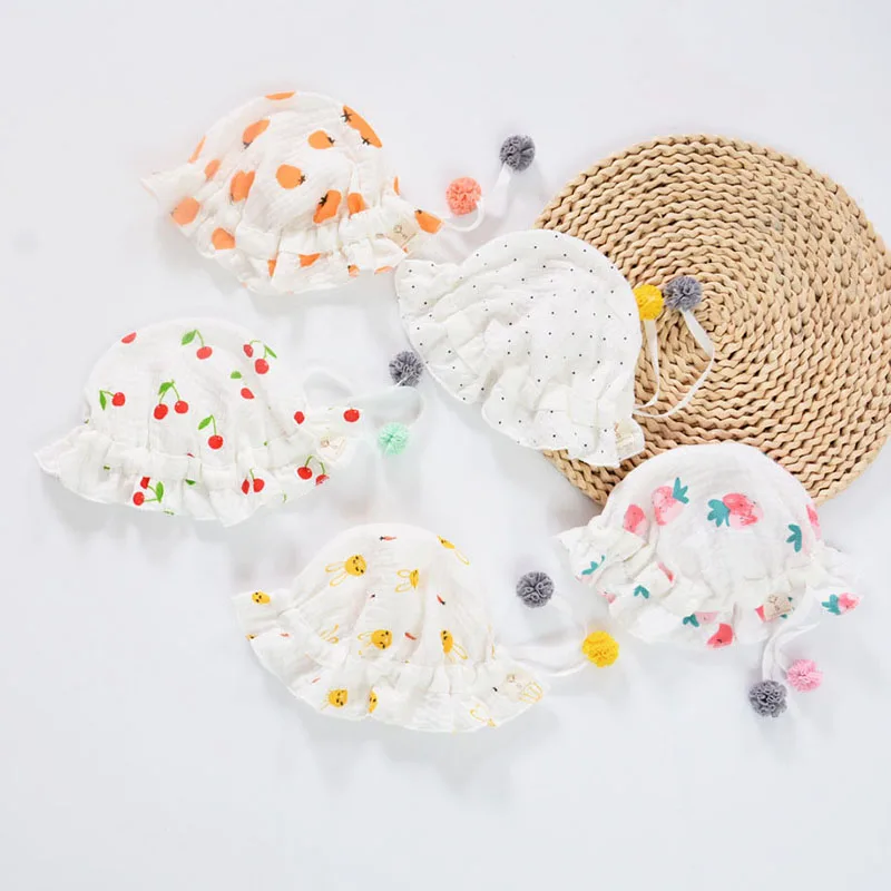 Spring Autumn Thin Baby Bucket Hats Cute Print Princess Girl