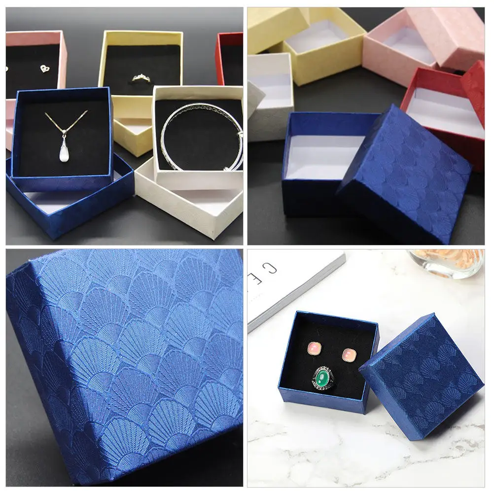 10Pcs Jewelry Storage Boxes Shell Pattern Dustproof Gift Packaging Boxes Sponge Lined Jewelry Case for Necklace Bracelet