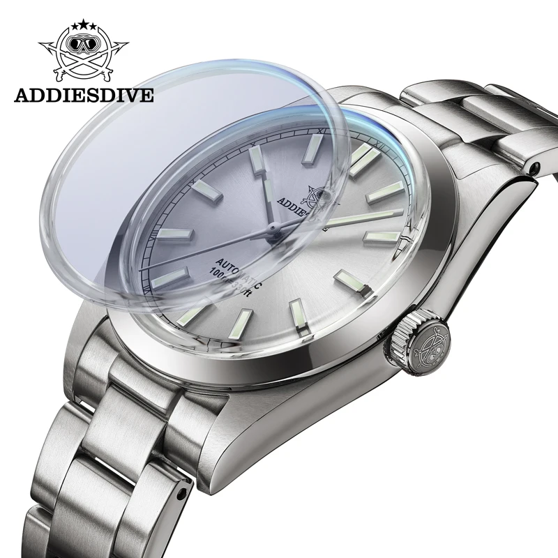 ADDIESDIVE Men Watch 36mm Luxury Sapphire Bubble Mirror Pot Cover Glass PT5000 Automatic Mechanical Waterproof 100m Watches