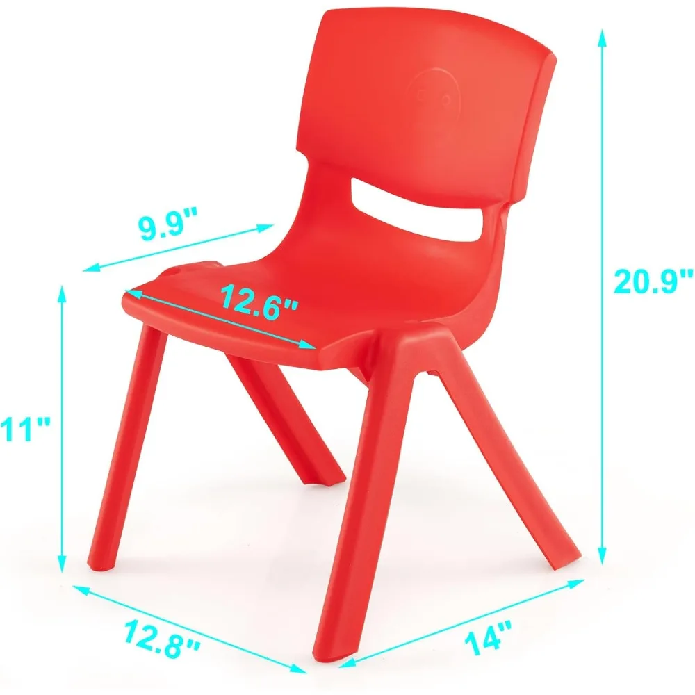 Silla escolar, sillas escolares apilables de plástico de 11" de alto, paquete de 8 sillas escolares