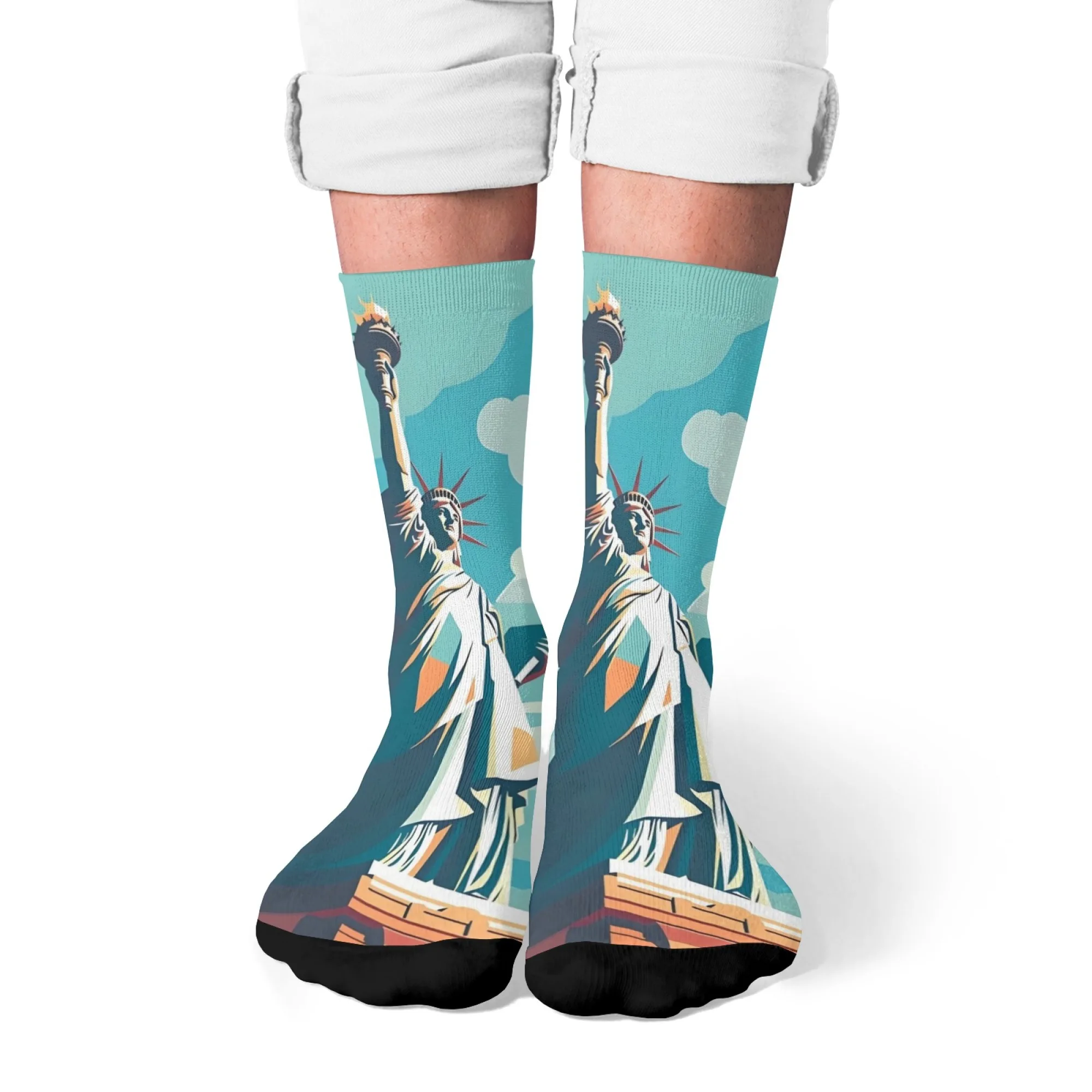 تمثال الحرية طباعة الجدة الرجال الجوارب البوب الفن نمط Harajuku الرجعية جوارب ضغط عادية الرياضة موضة الجوارب هدية