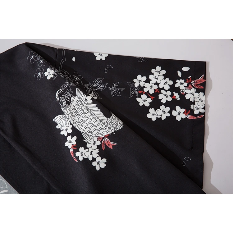 بلوزة خارجية كيمونو سوداء كلاسيكية جاهزة للنساء والرجال ملابس هاراجوكو يابانية فضفاضة للجنسين #4