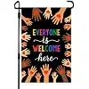 Everyone Is Welcome Here Garden Flag 12x18 Inch Double Sided Burlap llz